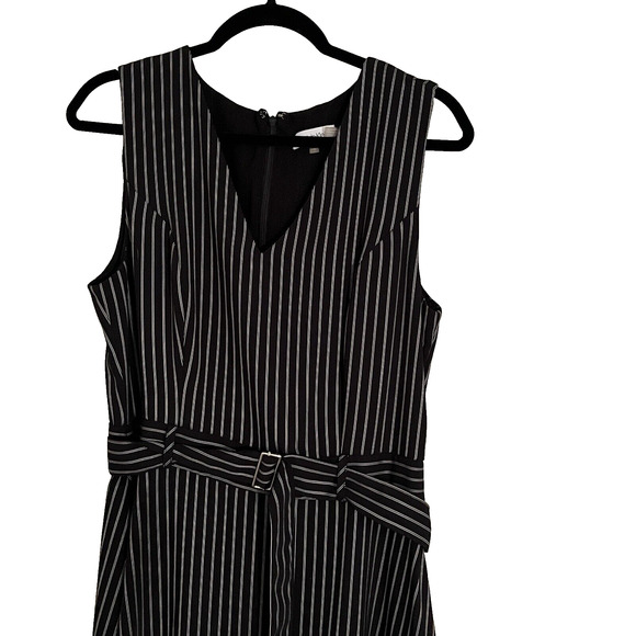 Calvin Klein Midi Dress SZ 10 Striped  Coquette Ruffle Asymmetrical Party Career - Picture 5 of 14